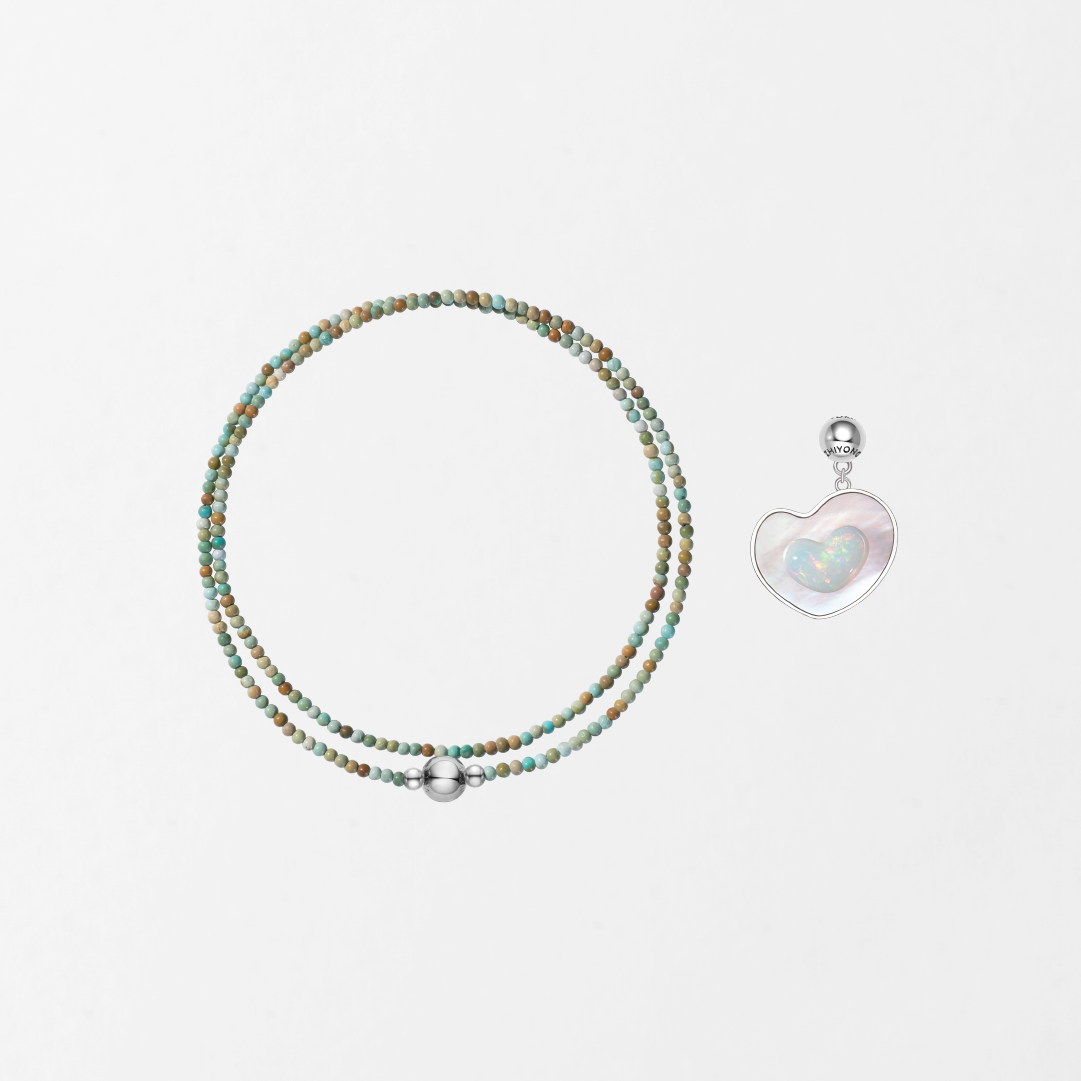 Stability Flower Green Turquoise Thin Chain