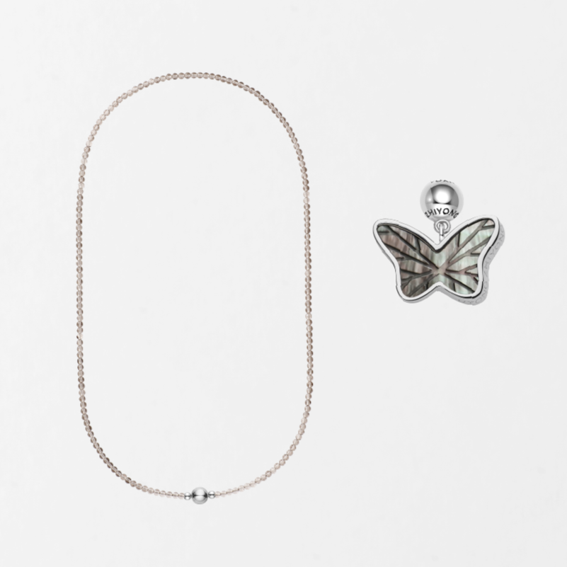 Gray Butterfly Single-Sided Necklace