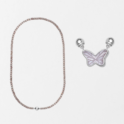 Pink Butterfly Double-Sided Necklace