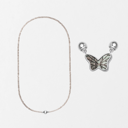 Gray Butterfly Double-Sided Necklace