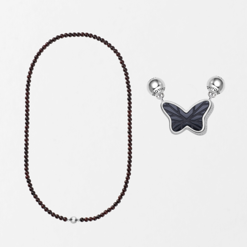 Black Butterfly Double-Sided Necklace