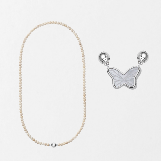 White Butterfly Double-Sided Necklace