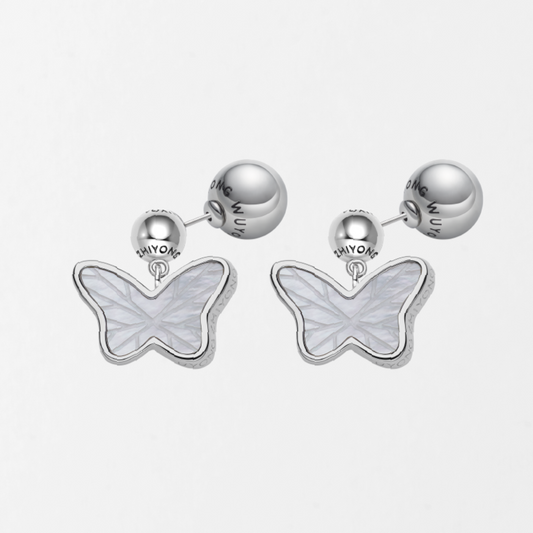 White Butterfly Earrings